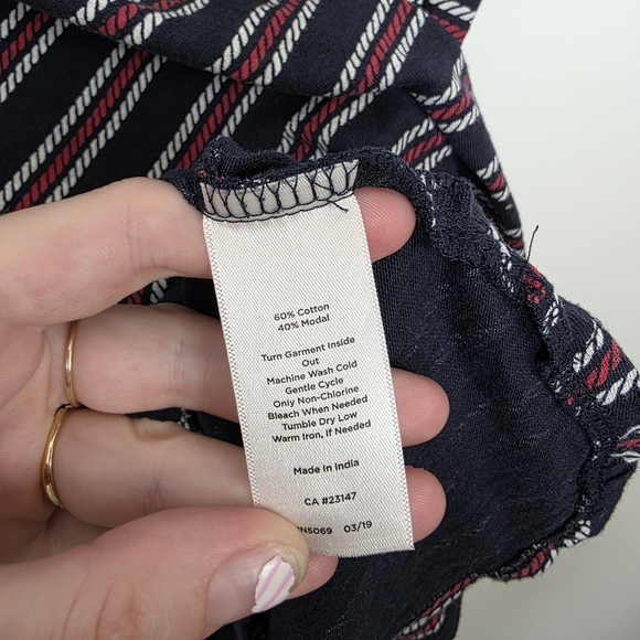 Talbots Navy Red White Striped Elastic Waist Casual Patriotic Mini Skirt Size L - Picture 4 of 5